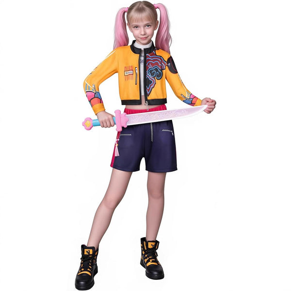 Kids Girls K-Pop Demon Hunters Rumi Mira Zoey Costume Cosplay Dress Bo
