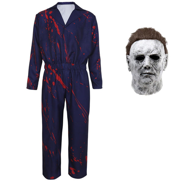 Michael Myers Cosplay Halloween Coveralls Horror Adults Mask Jumpsuit