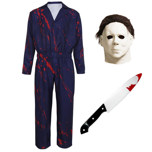 Michael Myers Cosplay Halloween Coveralls Horror Adults Mask Jumpsuit