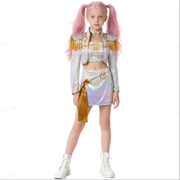 Kids Girls K-Pop Demon Hunters Rumi Mira Zoey Cosplay Wig Costume Fanc