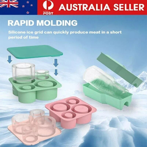 4 Grid Ice Cube Tray for Stanley-Cup Tumbler Cup Circle Shape Silicone