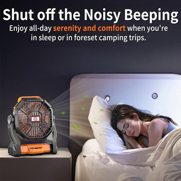 Powered Battery Fan Camping LEDLantern Portable USB 6000MA Rechargeabl