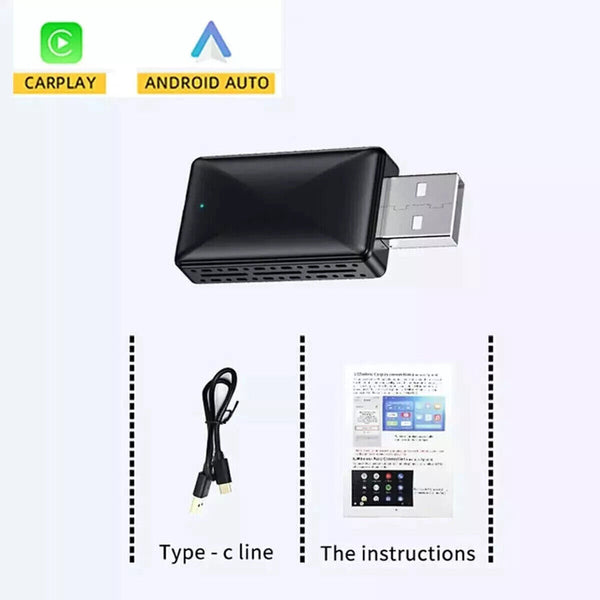 Wired to Wireless CarPlay Adapter Android Auto Wireless Adapter with USB Dongle