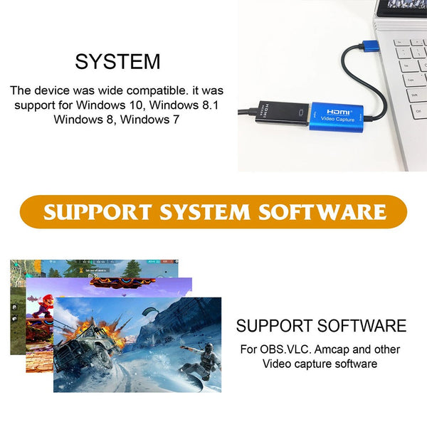 60fps Video Capture Card 4K 1080P HDMI to USB3.0 Streaming HD Recorder