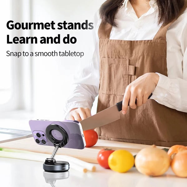 360 Vacuum Strong Magnetic Phone Holder Foldable Suction Cup Car Stand