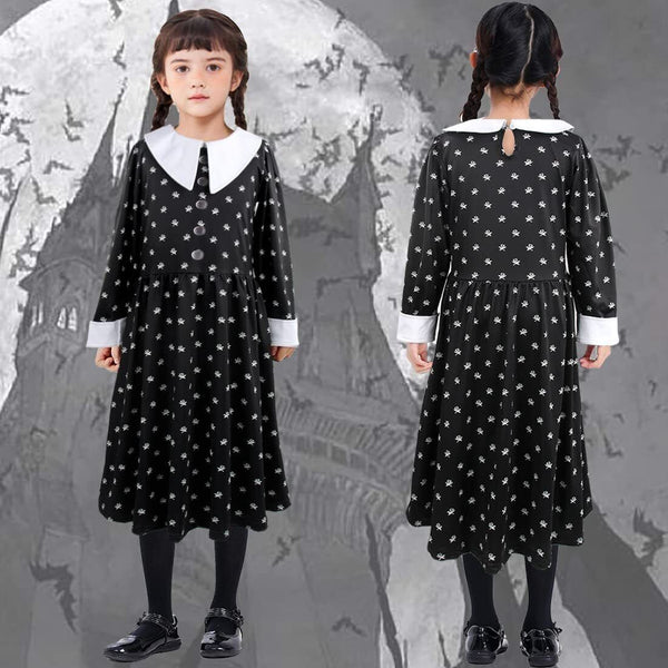Book Week Girls Halloween Family Wednesday Dress Addams Costume Cospla
