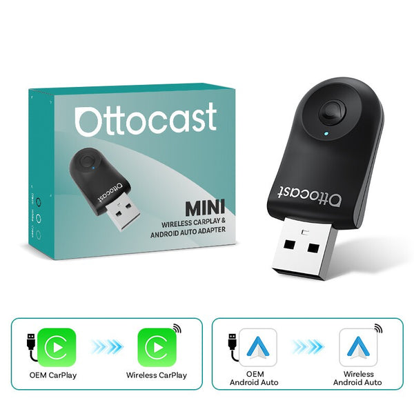 2025 Ottocast Adapter Smart Button Android Auto USB Wireless 2in1 Mini