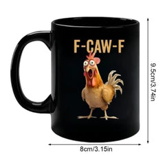 Novelty Ceramic F-Caw-F Coffee Mug Funny Chicken Mug F-Caw-F Rooster C