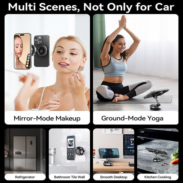 360 Vacuum Strong Magnetic Phone Holder Foldable Suction Cup Car Stand