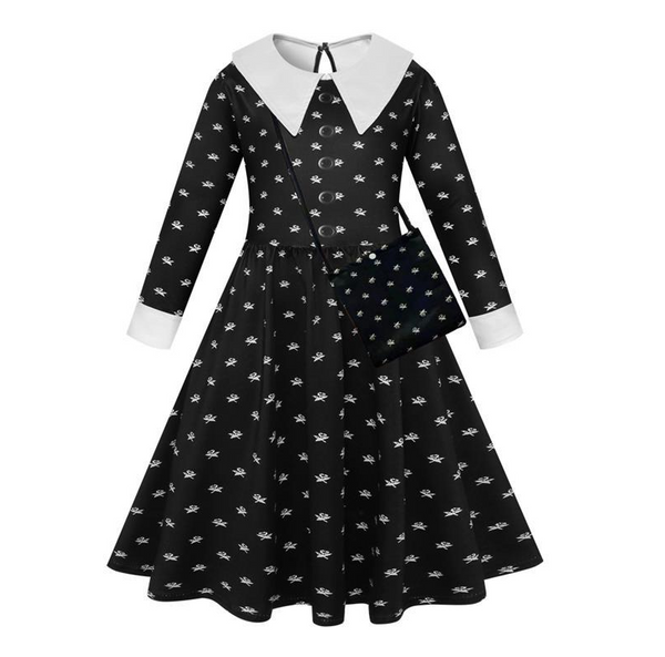 Book Week Girls Halloween Family Wednesday Dress Addams Costume Cospla
