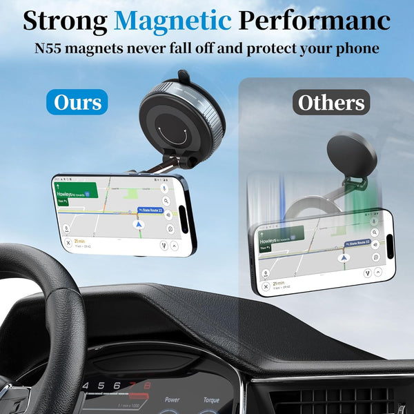 360 Vacuum Strong Magnetic Phone Holder Foldable Suction Cup Car Stand