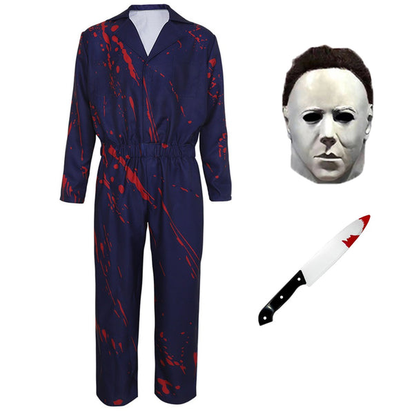 Michael Myers Cosplay Halloween Coveralls Horror Adults Mask Jumpsuit