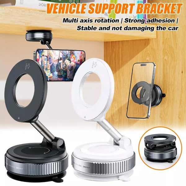 360 Vacuum Strong Magnetic Phone Holder Foldable Suction Cup Car Stand