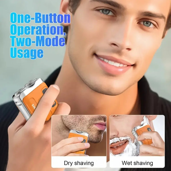 Portable Electric Beard Shaver Rechargeable Rotary Dual Head Razor Min