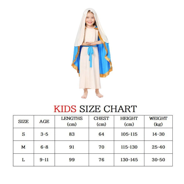 Book Week Girls Virgin Mary Costume Cosplay Party Halloween Religious