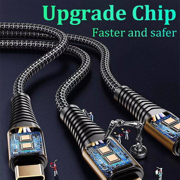 3-in-1 Micro Fast Charger Cable Fast Charging 100W Android Type-C PD F