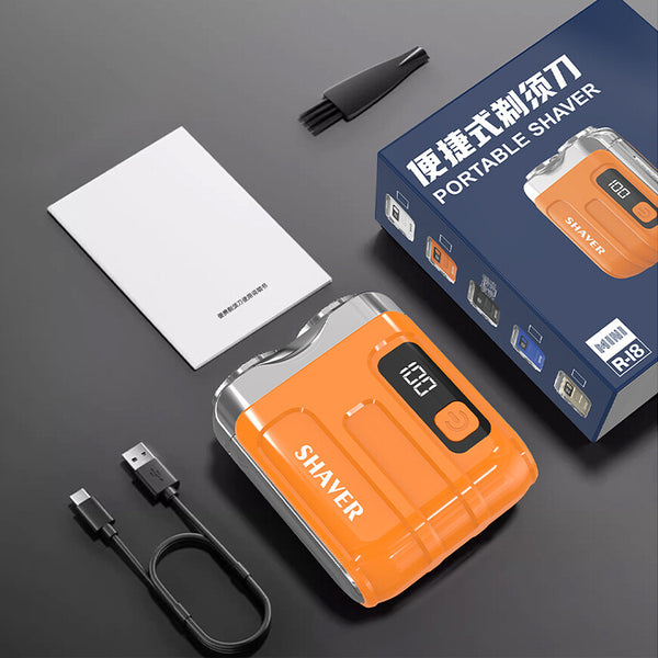 Portable Electric Beard Shaver Rechargeable Rotary Dual Head Razor Min