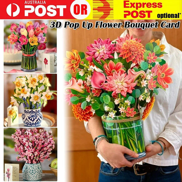 🎁Mother's Day Gift💐 3D Paper Pop Up Flower Bouquet Greeting Card
