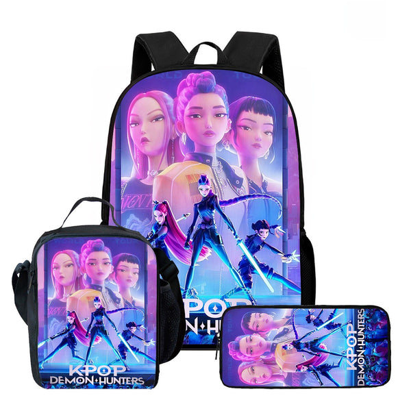 KPop Demon Hunters School Bag Set – Kids Backpack, Lunch Bag & Pencil Case