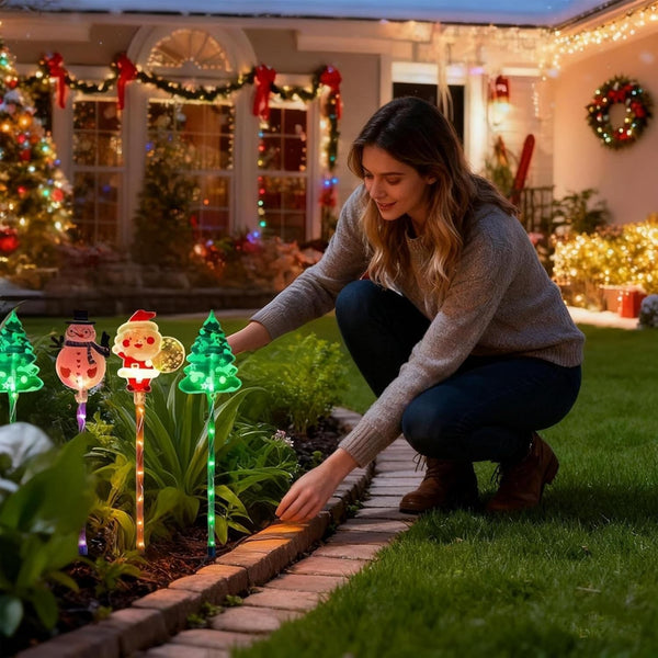 6 in 1 Solar LED Pathway Light Waterproof Garden Stake Lights Outdoor