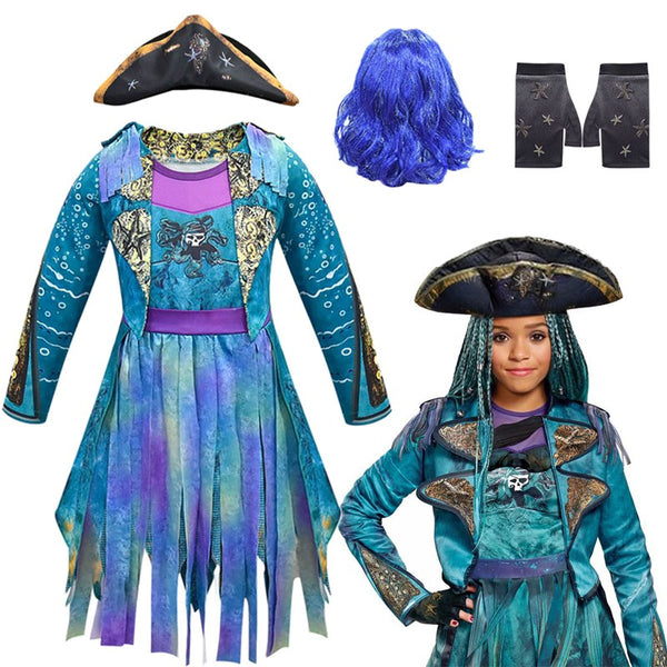 Halloween Descendants 3 Cosplay Uma Costume Book Week Fancy Dress Wig