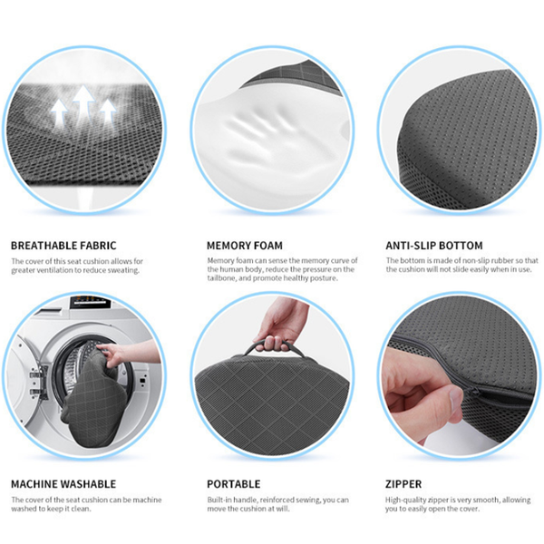 Seat Posture Cushion Office Chair Pad Memory Foam Pillow Pain Relief M