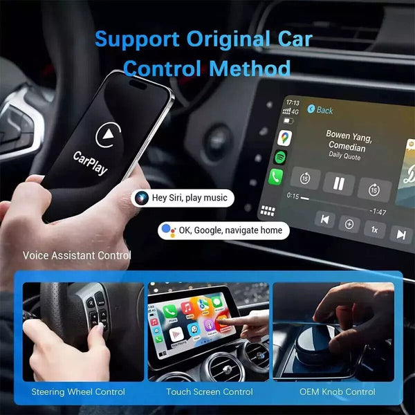 Wired to Wireless CarPlay Adapter Android Auto Wireless Adapter with USB Dongle