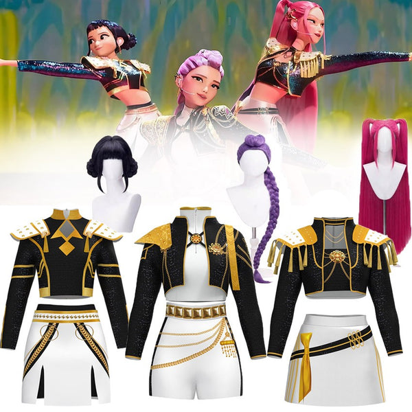 Kids K-Pop Demon Hunters Wig Girls Costume Rumi Mira Zoey Cosplay Fanc