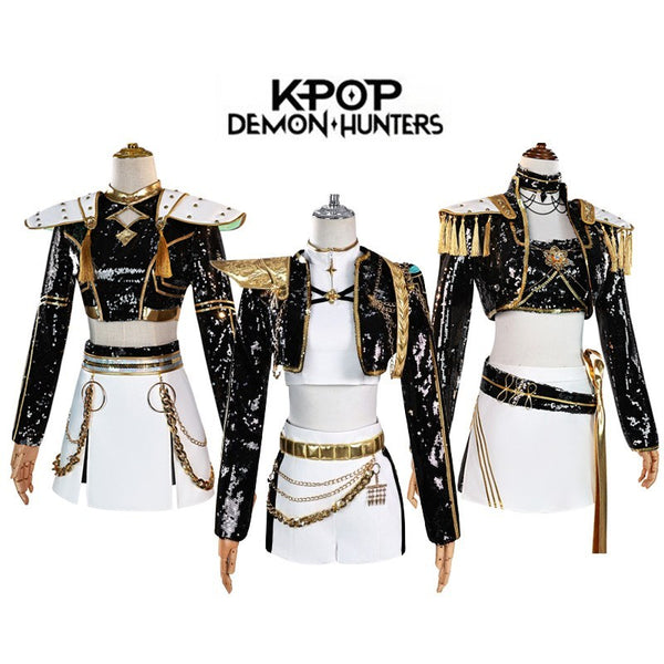 K-Pop Demon Hunters Costume Wig Black Dress Outfit Adults Mira Rumi Zo