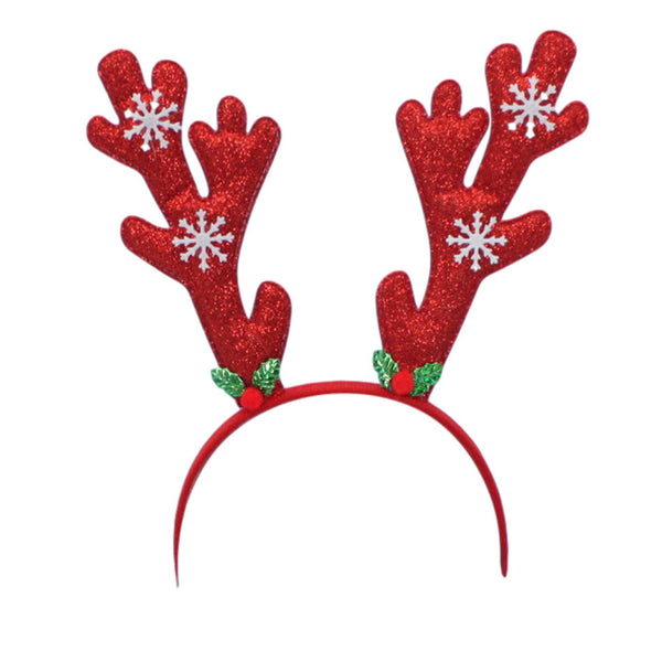 Christmas headband style: Red Antlers with Snowflake, novelty party headband