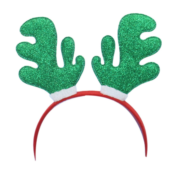 Christmas headband style: Reindeer Antlers Green, novelty party headband
