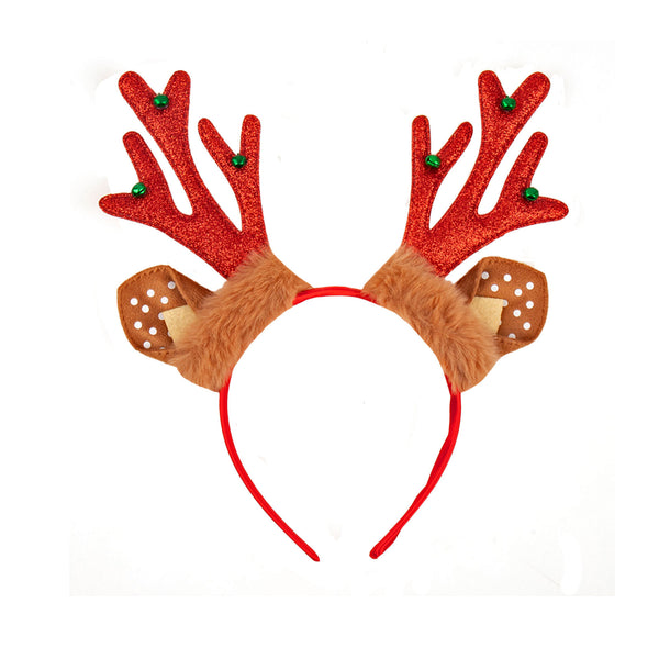 Christmas headband style: Antlers with Fur (Red), novelty party headband