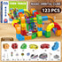 Cube track building set, 123 piece version with two trains and accessories list