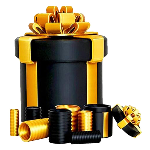 Style B black and gold round prank gift box, 9.5 cm, with all nested layers