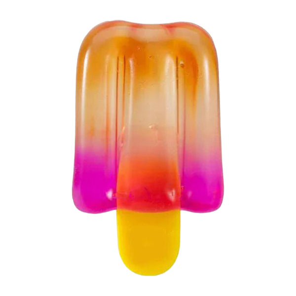 Orange and pink ice block squishy with yellow stick
