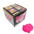 Pink squishy cat stress ball beside its window box