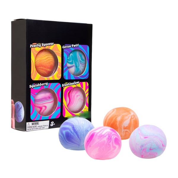 Box of four marbled squishy balls