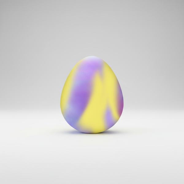 Yellow and purple marbled egg ball squishy