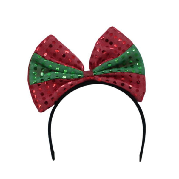 Christmas headband style: Big Bow (Red Green), novelty party headband