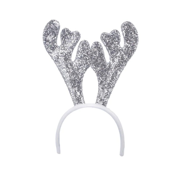 Christmas headband style: Glitter Antler Silver, novelty party headband