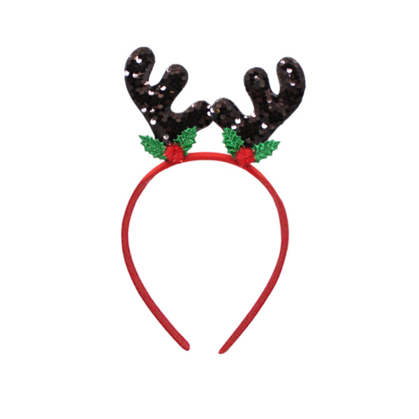 Christmas headband style: Sequin Antler Brown, novelty party headband