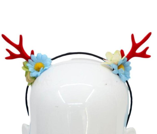 Christmas headband style: Antlers with Flowers, novelty party headband