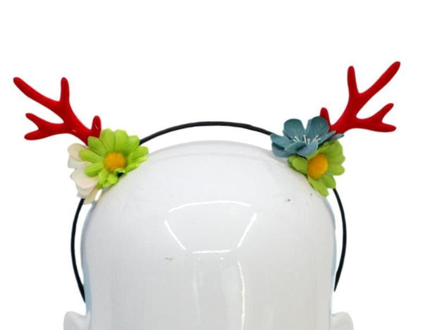 Christmas headband style: Antlers with Flowers, novelty party headband