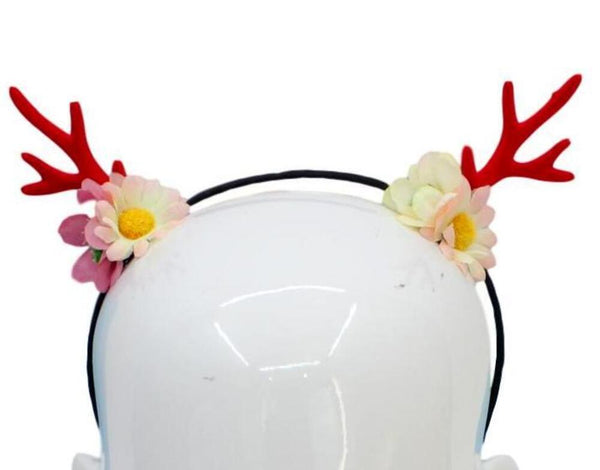 Christmas headband style: Antlers with Flowers, novelty party headband