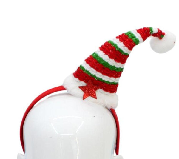 Christmas headband style: Santa Hat with Star (Red White Green), novelty party headband
