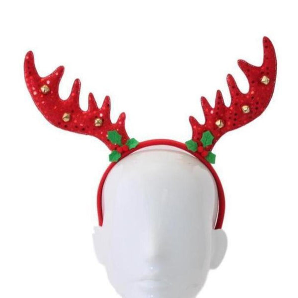 Christmas headband style: Reindeer Antlers with Bells Large, novelty party headband