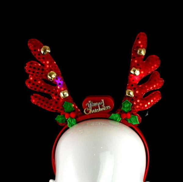 Christmas headband style: Reindeer Antlers with Flashing Lights, novelty party headband