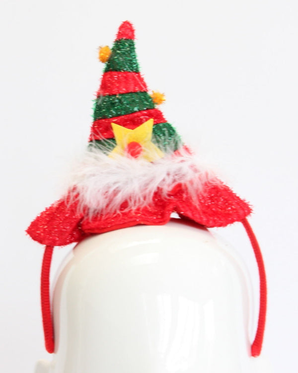 Christmas headband style: Elf Hat with Pom Poms, novelty party headband