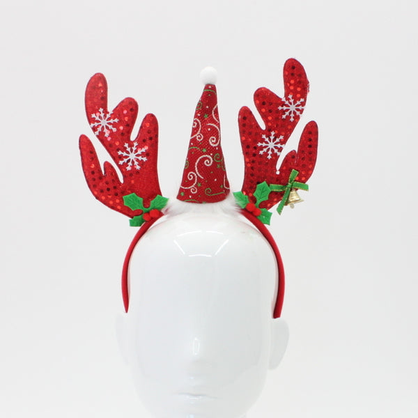 Christmas headband style: Reindeer Antlers with Hat, novelty party headband