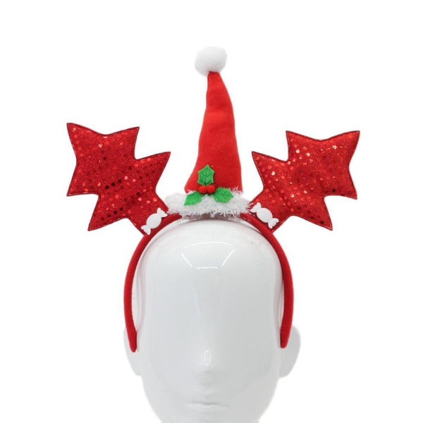 Christmas headband style: Two Trees with Santa Hat, novelty party headband